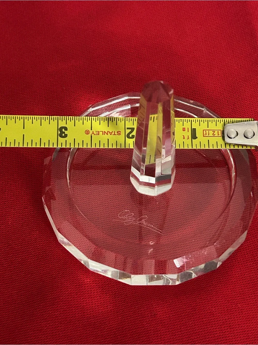 Oleg Cassini Clear Crystal Ring Holder on Red
